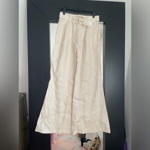Zimmermann Cream Linen High Waist Wide Leg Pants NWT